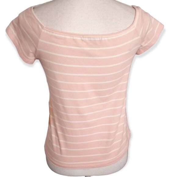 FOREVER 21 PINK & WHITE STRIPE CROP TOP SZ.L NWT - Picture 3 of 6
